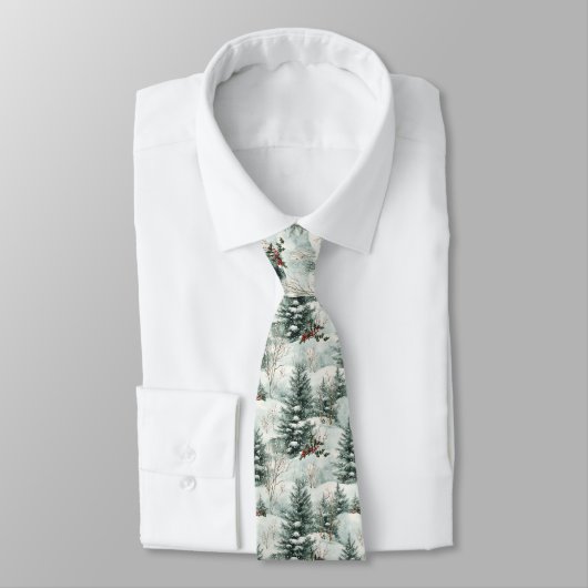 Kerstpatroon met Snowy Forest en Pine bomen Stropdas (Gebonden)