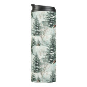 Kerstpatroon met Snowy Forest en Pine bomen Thermosbeker (Geroteerd rechts)