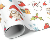 kerstpatroon met uilen cadeaupapier (Rol Hoek)