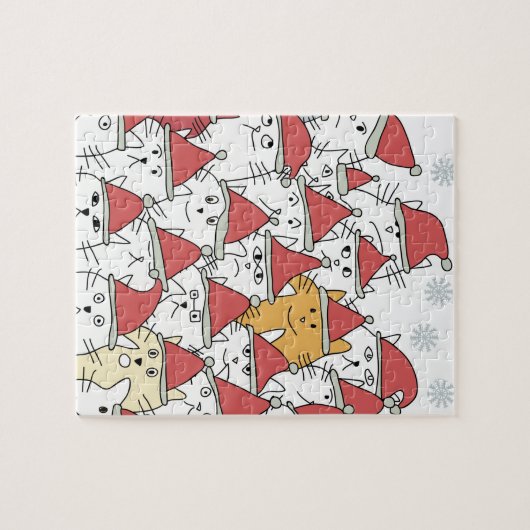 Kerstpatroon met veel grappige katten legpuzzel (Horizontaal)