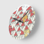 Kerstpatroon met veel grappige katten ronde klok (Hoek)