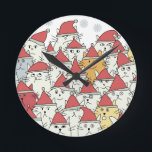 Kerstpatroon met veel grappige katten ronde klok<br><div class="desc">Wandklok</div>