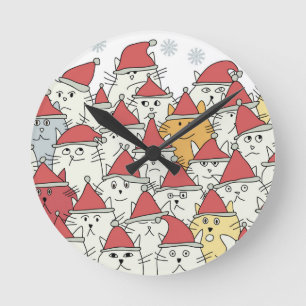 Kerstpatroon met veel grappige katten ronde klok