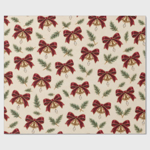 Kerstpatroon met vintage Bourgondische strikken Cadeaupapier