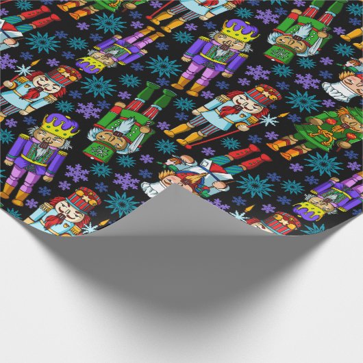 kerstpatroon met voedingskraker en sneeuwvlokken cadeaupapier (Hoek)