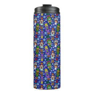 kerstpatroon met voedingskraker en sneeuwvlokken thermosbeker