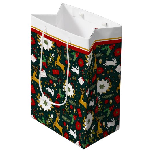 Kerstpatroon middelgrote cadeautas (Voorkant Gekanteld)