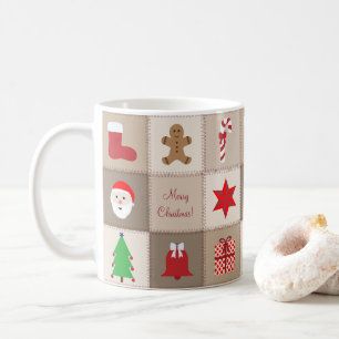 Kerstpatroon mok - Beige tinten achtergrond