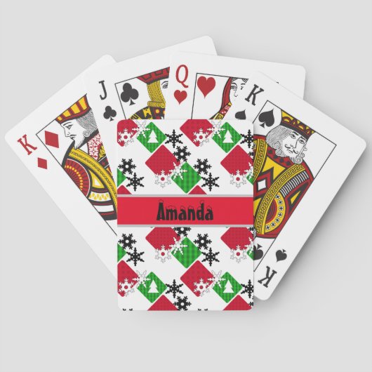 kerstpatroon, nieuw jaar, kerst, lappendeken pokerkaarten (Achterkant)