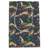 Kerstpatroon op donkerblauw medium cadeauzakje (Voorkant)
