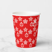 Kerstpatroon op rode papieren bekers (Achterkant)