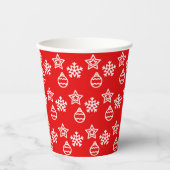 Kerstpatroon op rode papieren bekers (Voorkant)