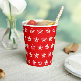 Kerstpatroon op rode papieren bekers