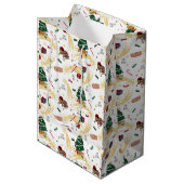 Kerstpatroon op wit medium cadeauzakje (Voorkant Gekanteld)