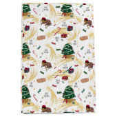 Kerstpatroon op wit medium cadeauzakje (Voorkant)