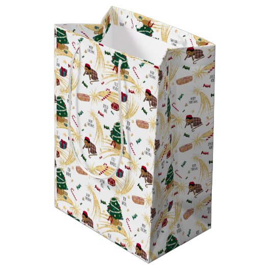 Kerstpatroon op wit medium cadeauzakje (Achterkant Gekanteld)