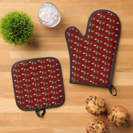 kerstpatroon ovenwant & pannenlap set