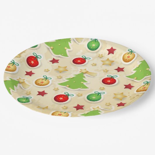 kerstpatroon papieren bordje (Gekanteld)