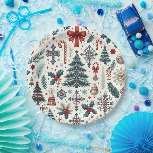 kerstpatroon papieren bordje (Feest)