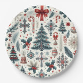 kerstpatroon papieren bordje (Voorkant)