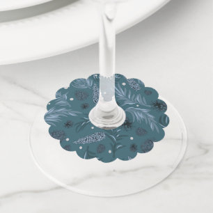 kerstpatroon, pijnsneeuw 12 wijnglaslabel