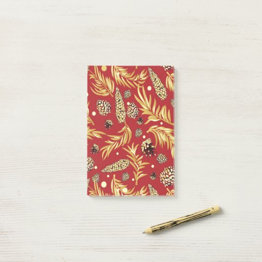 kerstpatroon, pijnsneeuw 3 post-it® notes (Op bureau)