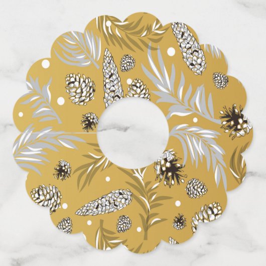 Kerstpatroon, Pine Snow 6 Wijnglaslabel (Achterkant)