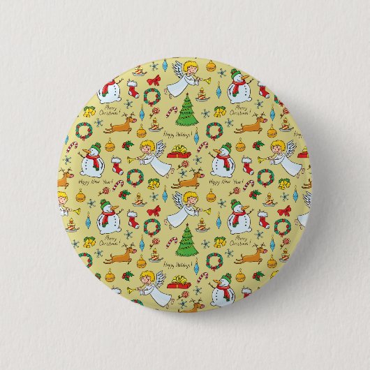 kerstpatroon ronde button 5,7 cm (Voorkant)