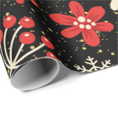 Kerstpatroon Rood Heilig Wit Bladeren Cadeaupapier (Rol Hoek)