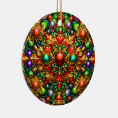 KERSTPATROON Rood Paarse Goud Groen 3D ~ Keramisch Ornament (Rechts)