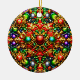 KERSTPATROON Rood Paarse Goud Groen 3D ~ Keramisch Ornament