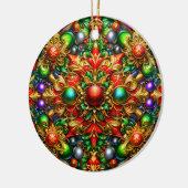 KERSTPATROON Rood Paarse Goud Groen 3D ~ Keramisch Ornament (Links)