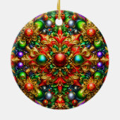 KERSTPATROON Rood Paarse Goud Groen 3D ~ Keramisch Ornament (Achterkant)