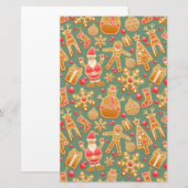 Kerstpatroon (Santa en Gingerbrood) Briefpapier (Voorkant / Achterkant)