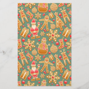 Kerstpatroon (Santa en Gingerbrood) Briefpapier