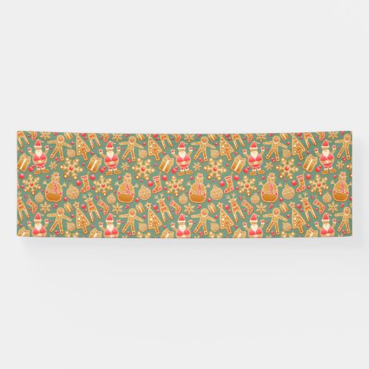 Kerstpatroon (Santa en Gingerbrood) Spandoek (Horizontaal)