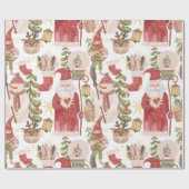 kerstpatroon Santa Snowman Snow Wereldbol Cadeaupapier (Vlak)