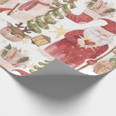 kerstpatroon Santa Snowman Snow Wereldbol Cadeaupapier (Hoek)