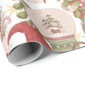 kerstpatroon Santa Snowman Snow Wereldbol Cadeaupapier (Rol Hoek)