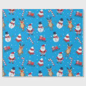 Kerstpatroon Sinterklaas Rendier Sneeuwman Cadeaupapier (Vlak)