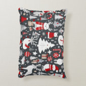 Kerstpatroon sneeuwman santa bomen grijs decor accent kussen (Achterkant (Verticaal))