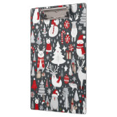 Kerstpatroon sneeuwman santa bomen grijs decor klembord (Links)