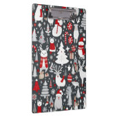 Kerstpatroon sneeuwman santa bomen grijs decor klembord (Rechts)