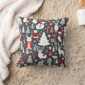 Kerstpatroon sneeuwman santa bomen grijs decor kussen (Deken)