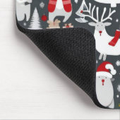 Kerstpatroon sneeuwman santa bomen grijs decor muismat (Hoek)