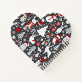 Kerstpatroon sneeuwman santa bomen grijs decor notitieboek (Achterkant)