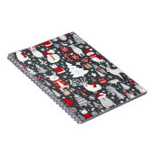 Kerstpatroon sneeuwman santa bomen grijs decor notitieboek (Rechterzijde)