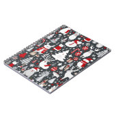 Kerstpatroon sneeuwman santa bomen grijs decor notitieboek (Linkerzijde)