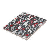 Kerstpatroon sneeuwman santa bomen grijs decor tegeltje (Zijkant)