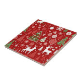 Kerstpatroon sneeuwman santa bomen grijs decor tegeltje (Zijkant)